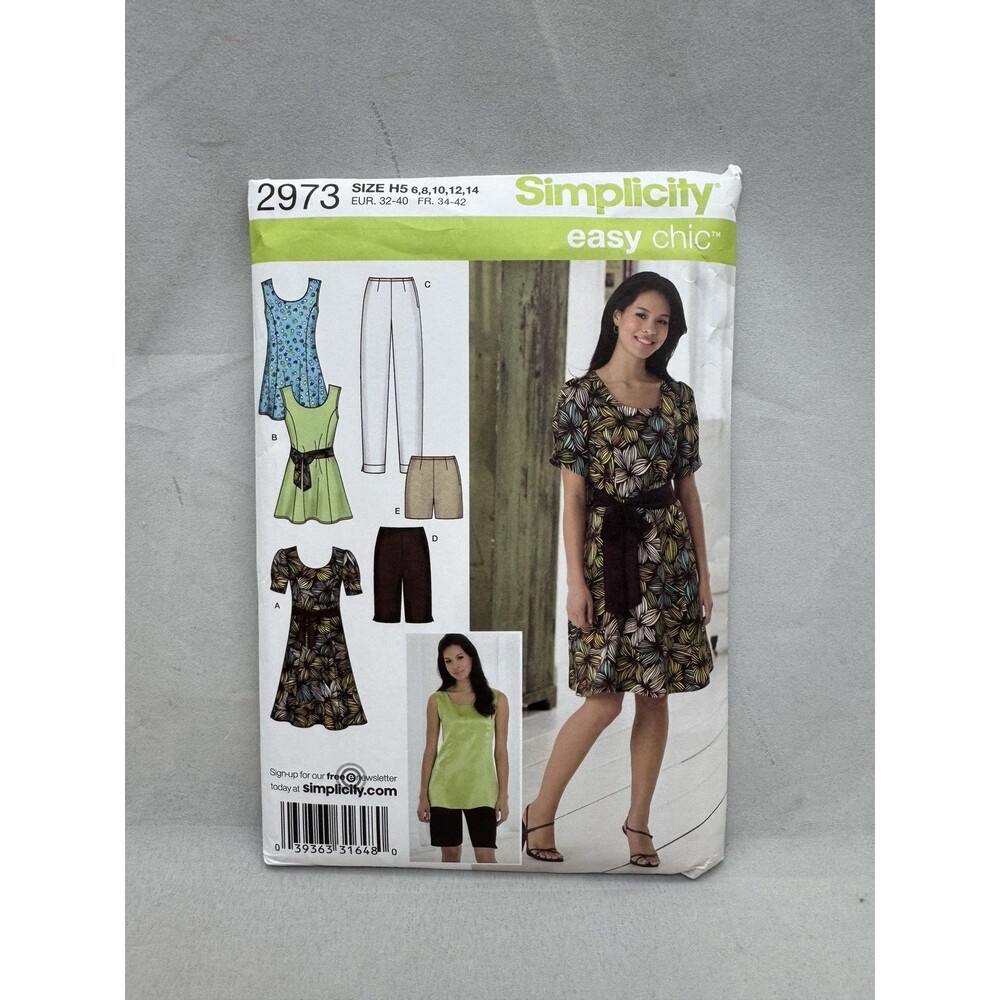 Simplicity 2973 Misses Pullover Dress Top Pants Shorts Sewing Pattern Sz 6-14